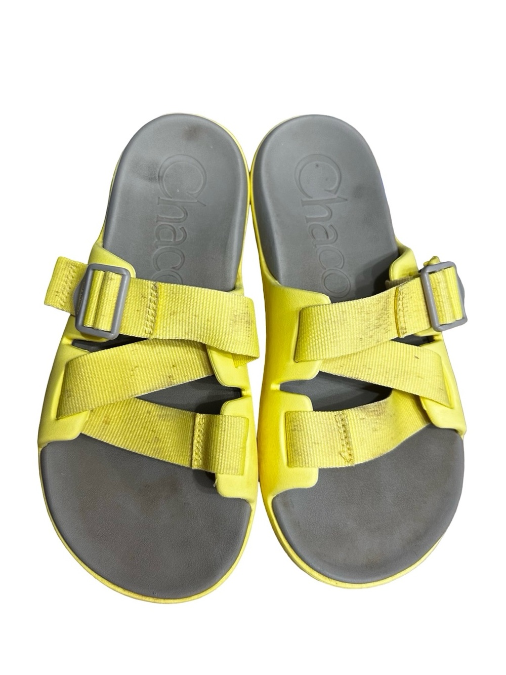 Chaco Yellow Slides Size 8 Slip On Strappy Sandals Hiking Casual Summer Boho - Picture 5 of 9